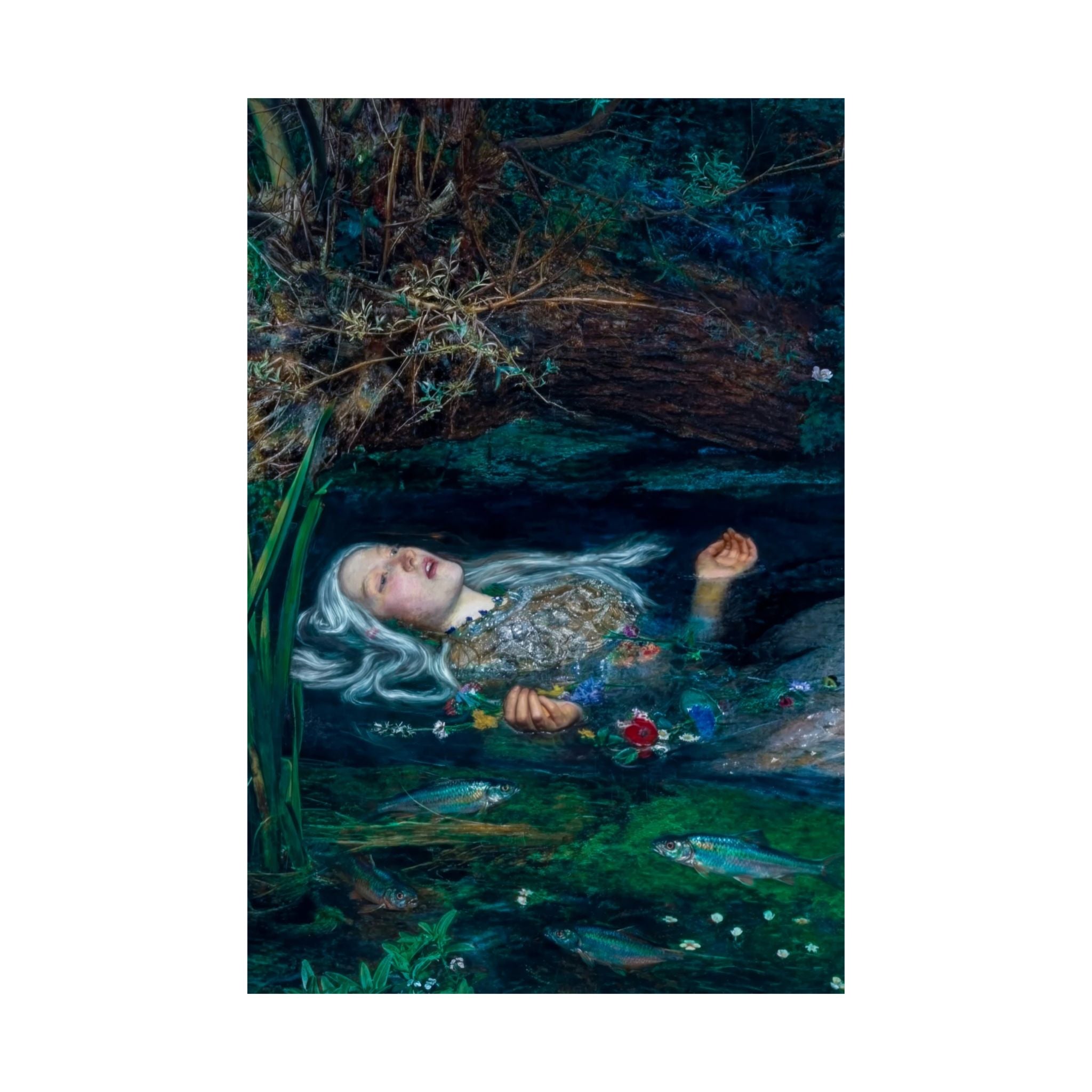 Pisces Zodiac Art Print - Ophelia Reimagined - Vertical Poster