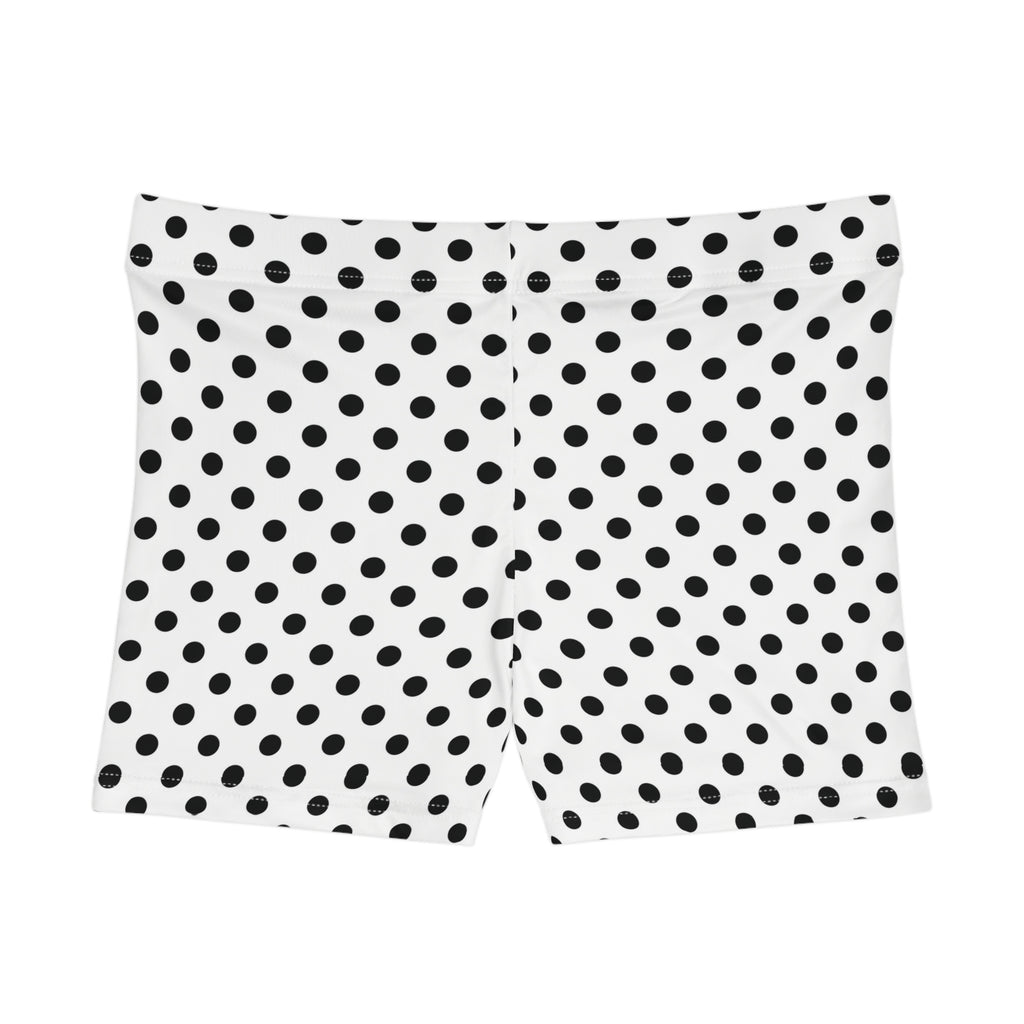 White & Black Polka Dots Mini Shorts