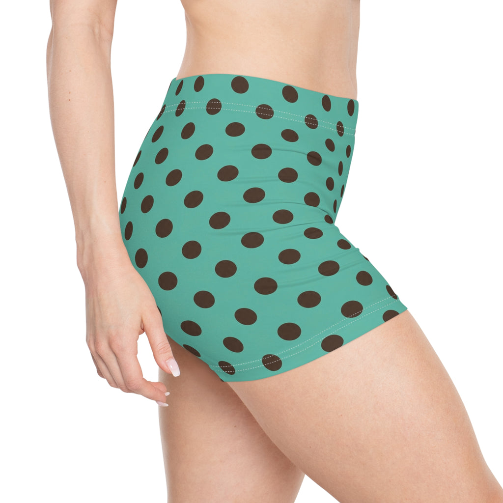 Palm Espresso Polka Dot Mini Shorts