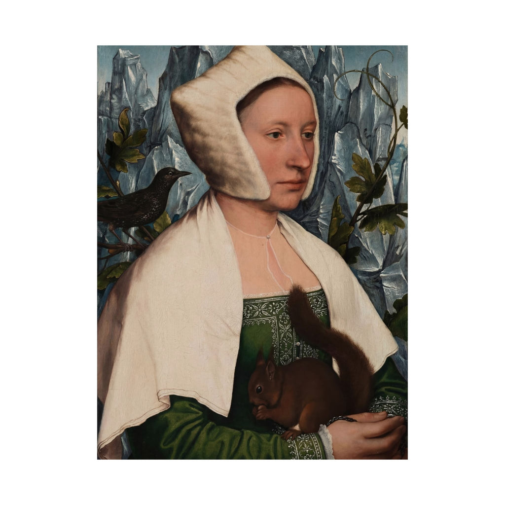 Capricorn Zodiac Art Print - Holbein Lady Reimagined - Vertical Poster