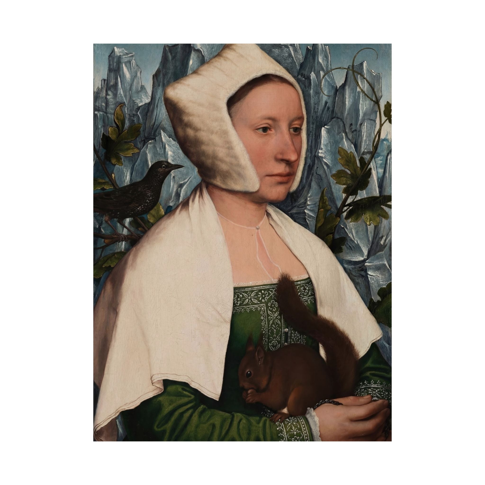 Capricorn Zodiac Art Print - Holbein Lady Reimagined - Vertical Poster
