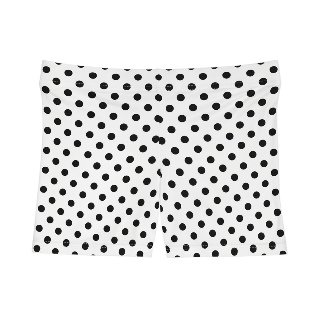 White & Black Polka Dots Mini Shorts