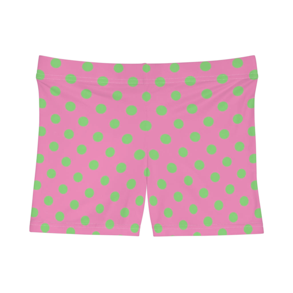Rosy Matcha Polka Dot Mini Shorts