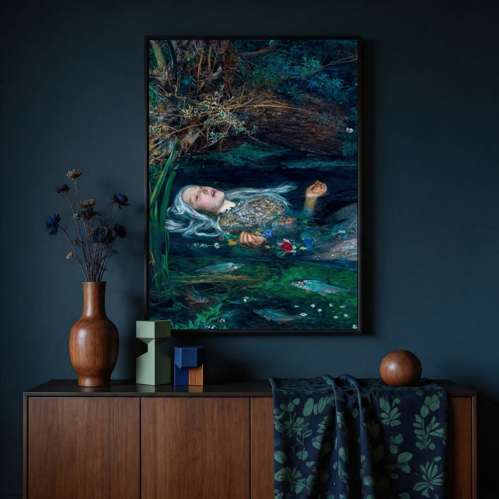 Pisces Zodiac Art Print - Ophelia Reimagined - Vertical Poster