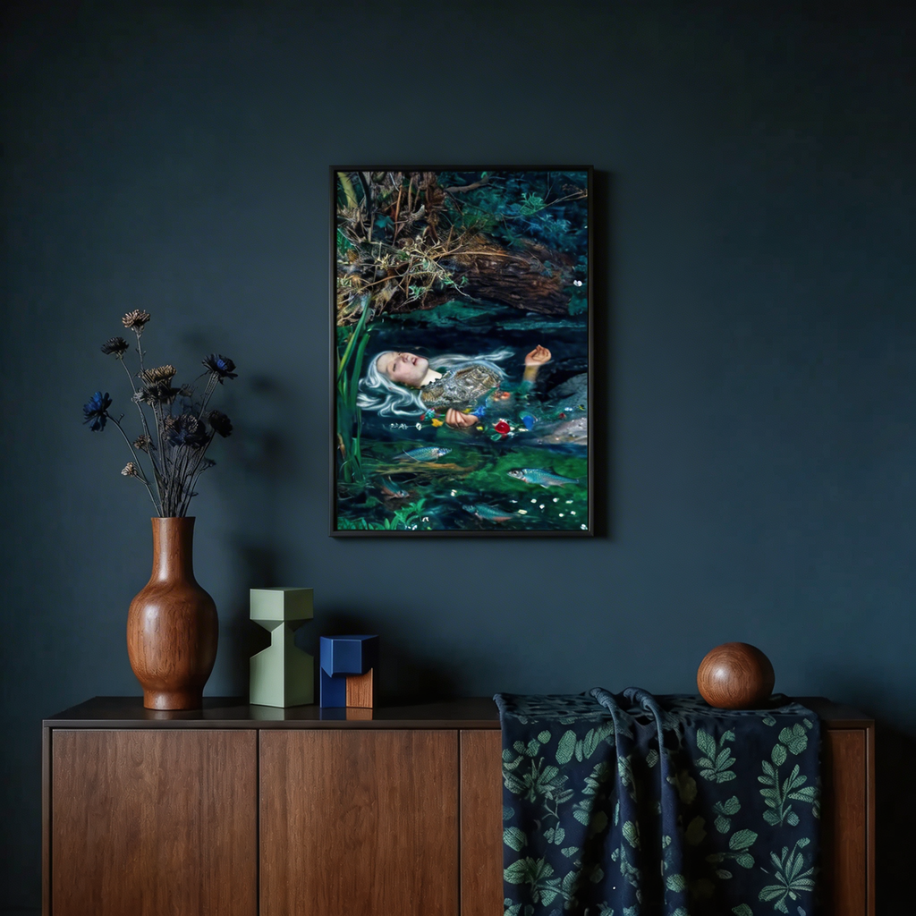 Pisces Zodiac Art Print - Ophelia Reimagined - Vertical Poster