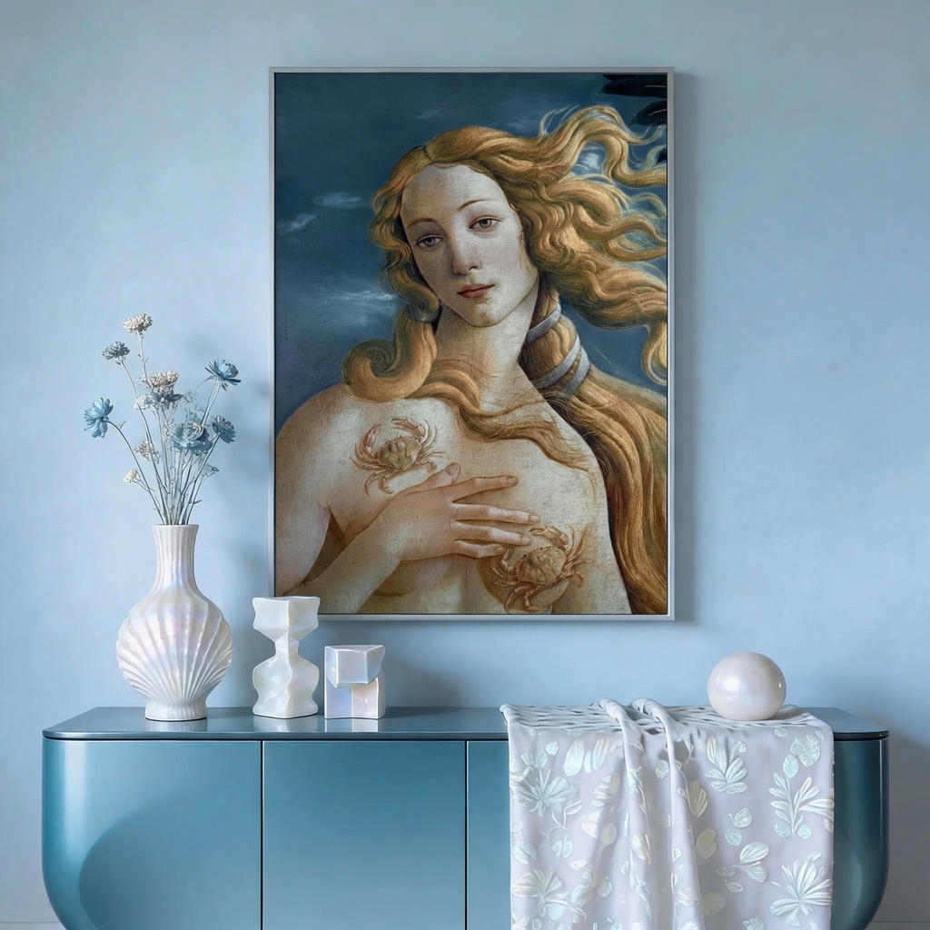 Cancer Zodiac Art Print - Birth of Venus Reimagined - Vertical Poster