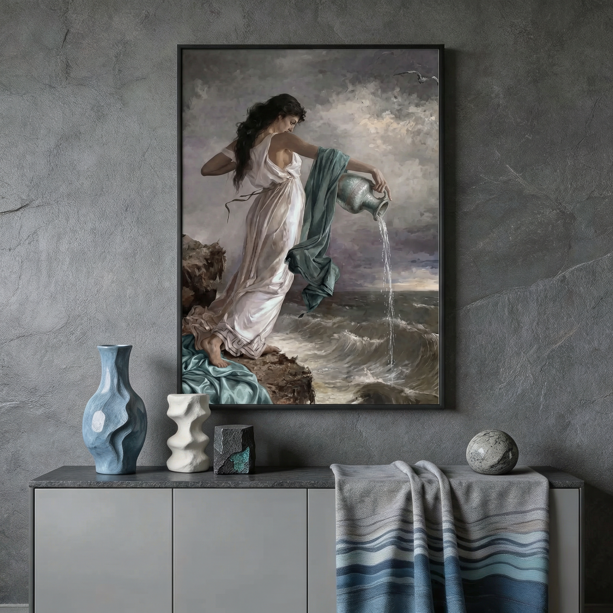 Aquarius Zodiac Art Print - Sappho Reimagined - Vertical Poster