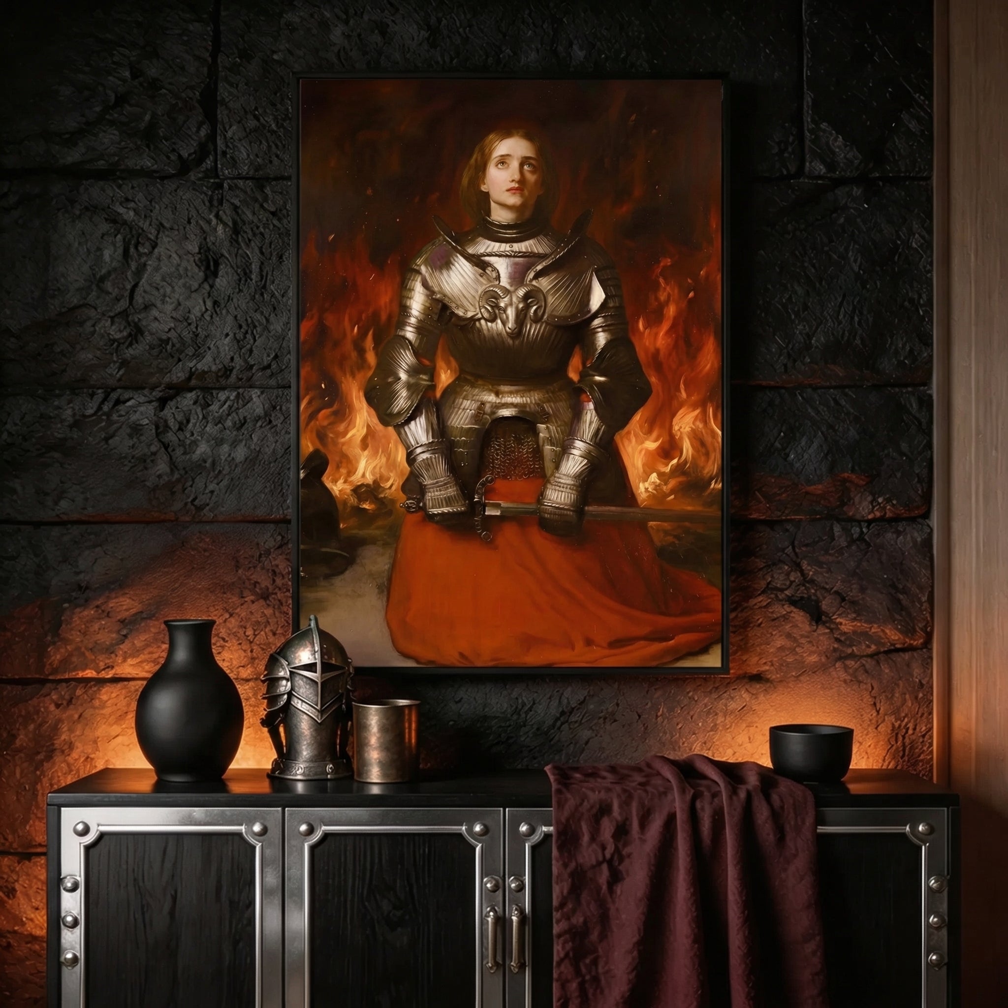 Aries Zodiac Art Print - Joan of Arc Reimagined - Vertical Poster