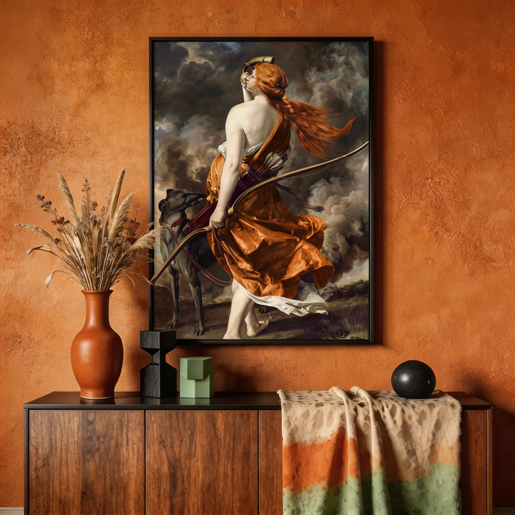 Sagittarius Zodiac Art Print - Diana the Huntress Reimagined - Vertical Poster