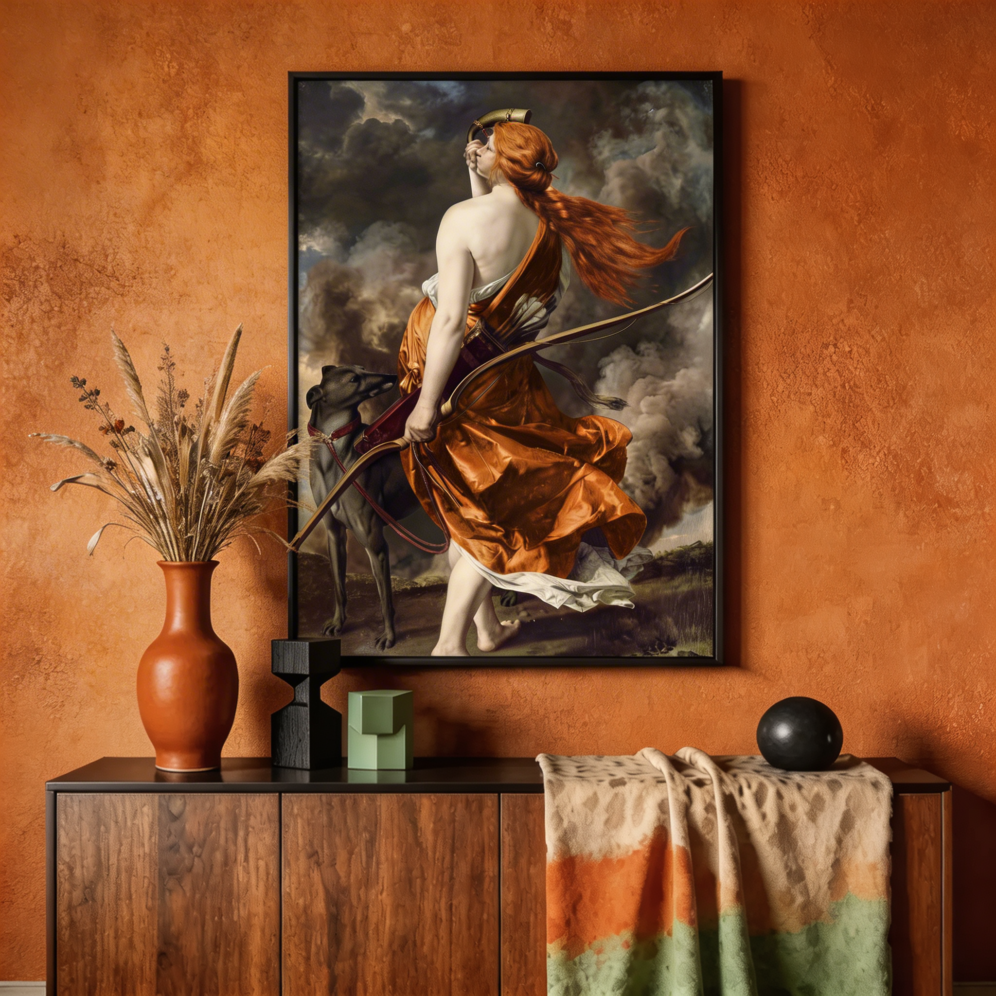 Sagittarius Zodiac Art Print - Diana the Huntress Reimagined - Vertical Poster