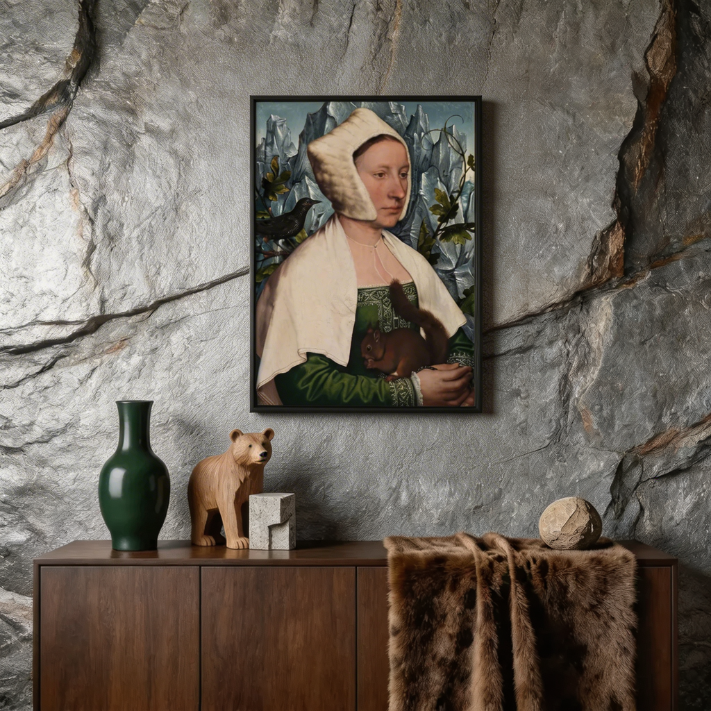 Capricorn Zodiac Art Print - Holbein Lady Reimagined - Vertical Poster