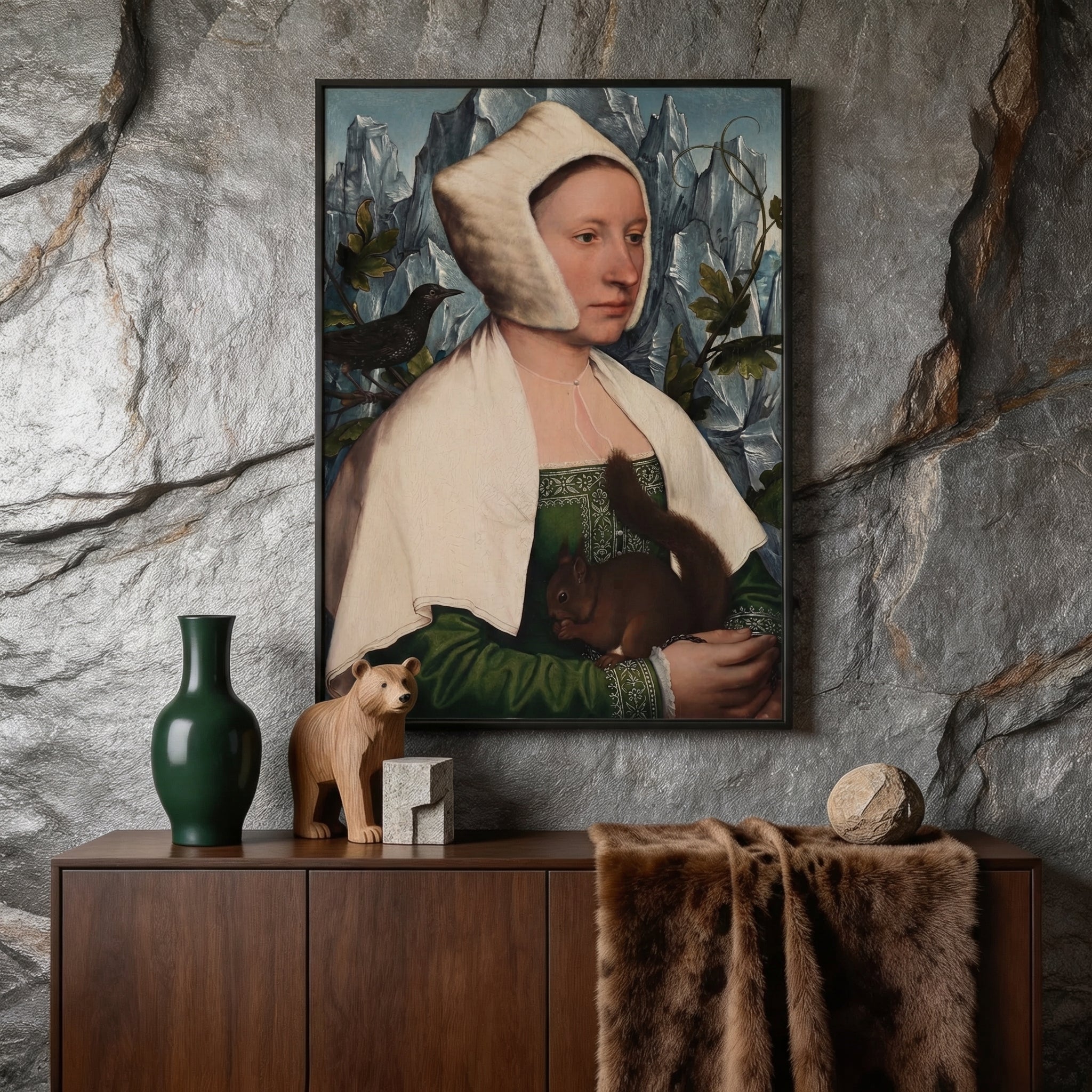 Capricorn Zodiac Art Print - Holbein Lady Reimagined - Vertical Poster