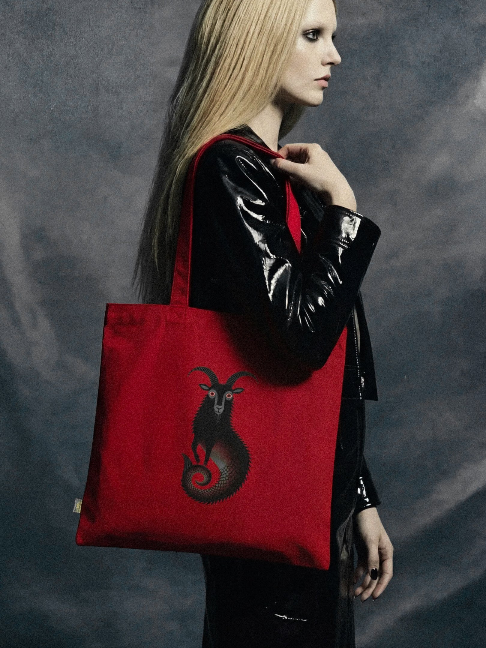 Capricorn Shadow Sea Goat - Gothic Organic Cotton Tote Bag