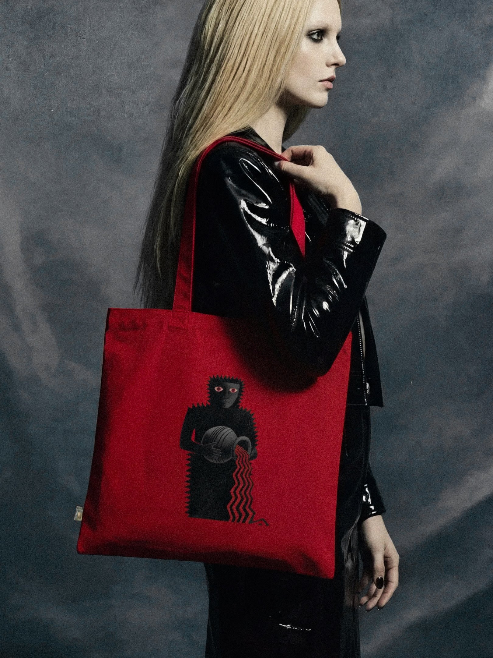 Aquarius Shadow Water Bearer - Gothic Organic Cotton Tote Bag