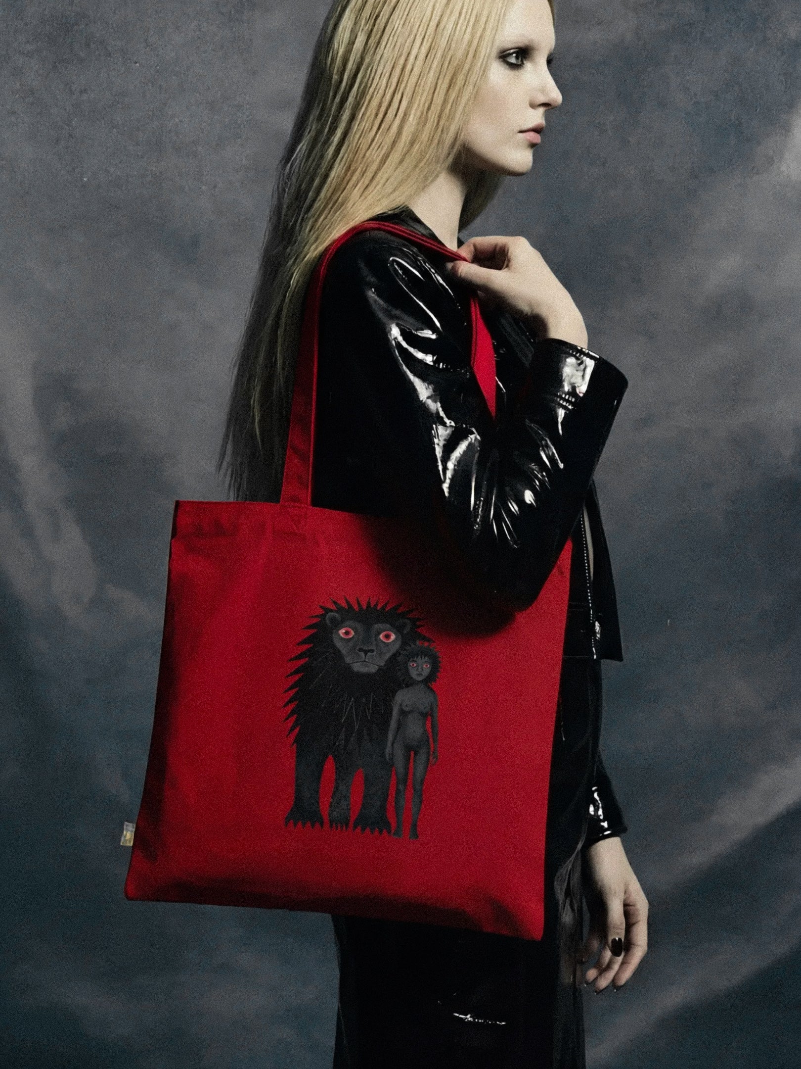 Leo Shadow Lion - Gothic Organic Cotton Tote Bag