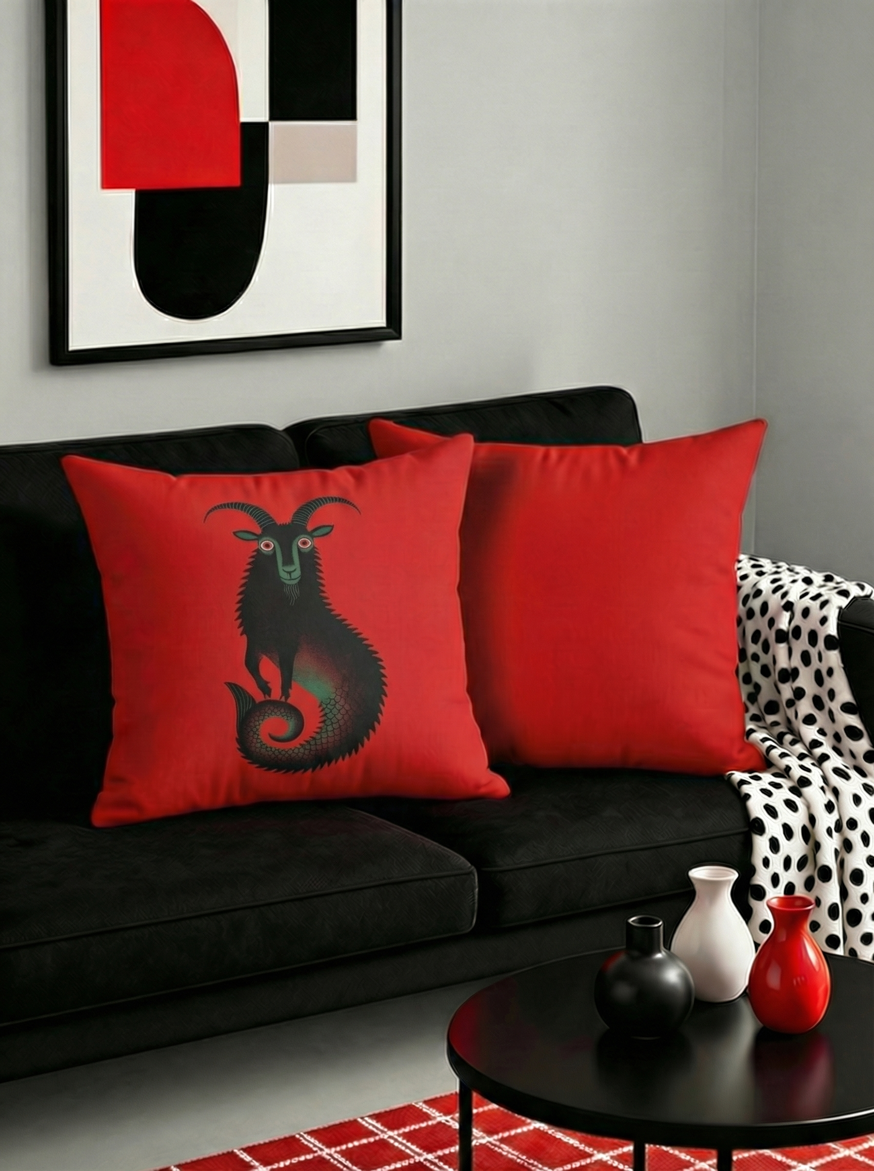 Capricorn Cancer Gothic Pillow | Faux Suede Square Pillow
