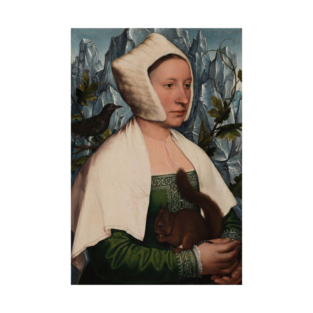 Capricorn Zodiac Art Print - Holbein Lady Reimagined - Vertical Poster