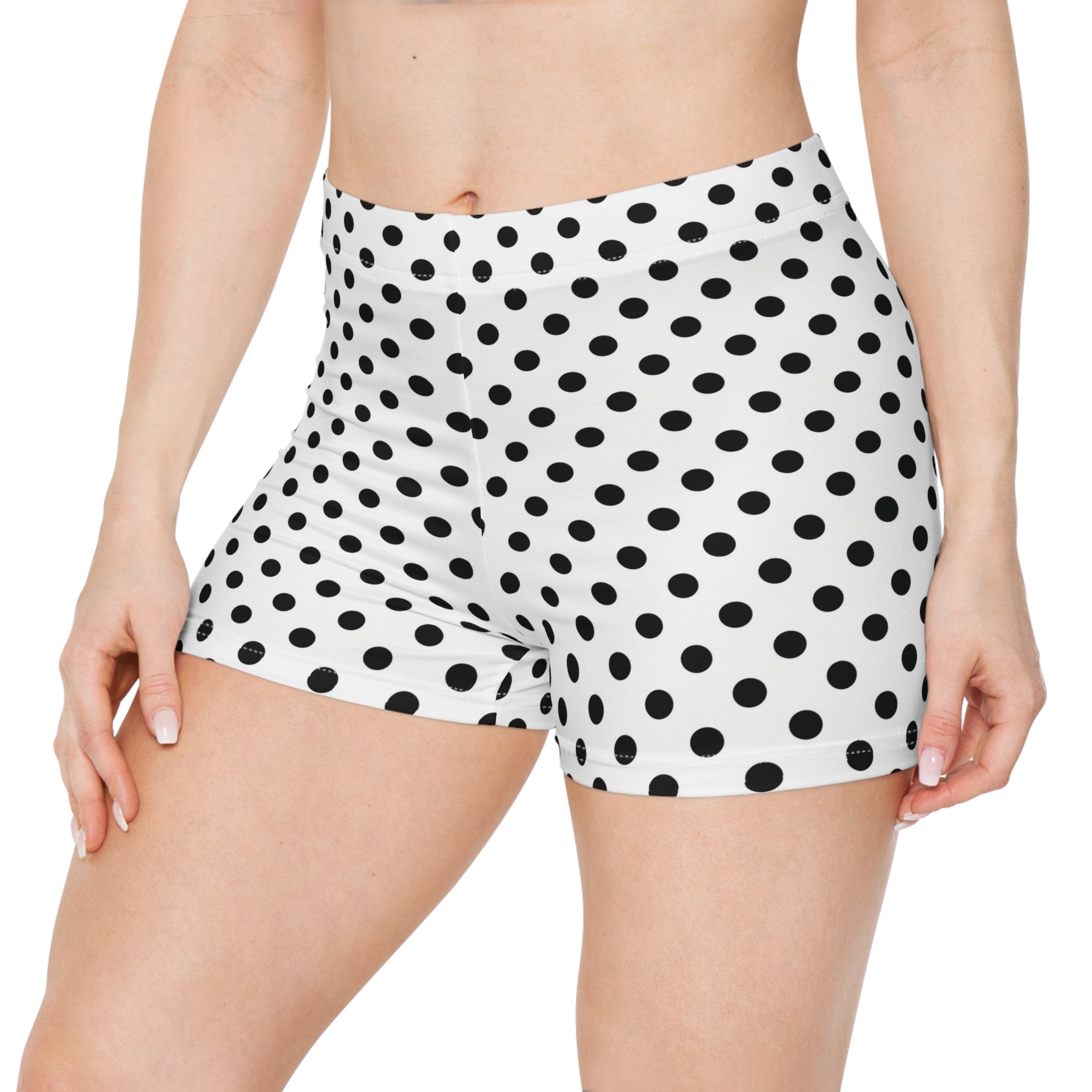 White & Black Polka Dots Mini Shorts
